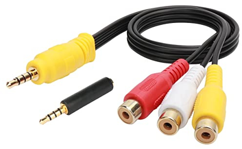 HuaLiSiJi Audio Video Cinch Auf 3,5mm, Video In Kabel Cinch 3,5mm, OMTP zu CTIA, für Smartphones, Tablets, Heimkino, Lautsprecher, Stereoanlage, TV (Weiblich 0.5m)