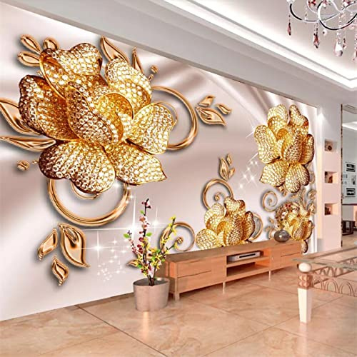 Carta Da Parati Personalizzata Fotomurali 3D Gioielli Di Lusso Europei Rose Sfondo Pareti Murale Tv Soggiorno Decorazioni Per La Casa 200Cm(W)×140Cm(H)
