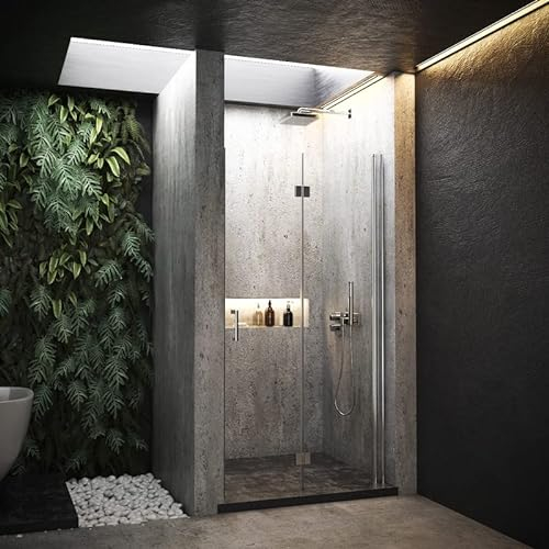 BD-Baode Duschtür Falttür 70cm Nischentür, Duschkabine 180° Schwingtür Falttür Duschwand Dusche NANO Echtglas Höhe 195 cm