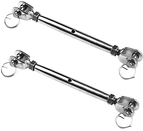 Baluue 2pcs Stainless Steel Turnbuckle Heavy Duty Wire Rope Tightener Bolt for Grade Applications Screw Jaw
