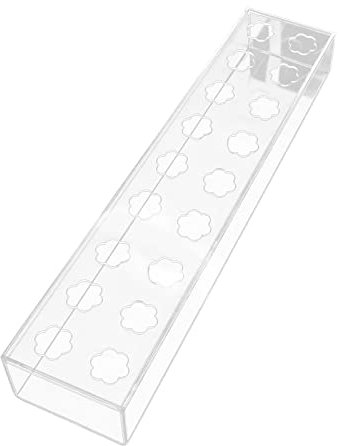 Jarrón rectangular de acrílico transparente largo moderno para oficina, estante de fiesta, 45 x 10 x 6,5 cm, 18 agujeros