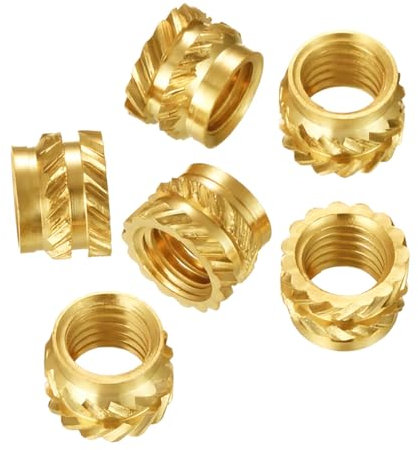 Qrity 100 Stück Gewindeeinsatz, Messing Rändelmuttern, Gewindeeinsatz Einbettmutter Sortiment Kit, für Kunststoffteile für 3D-Drucker Teile, M4 x 6mm x 6mm