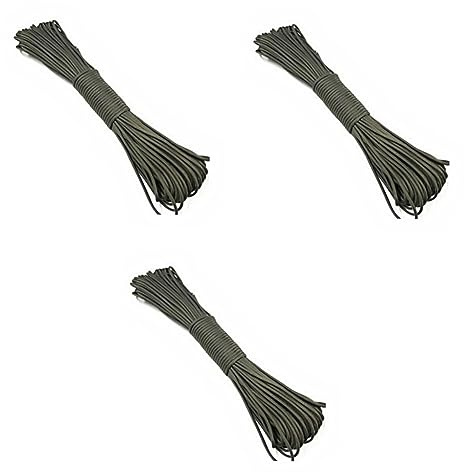 Yardwe 3pcs Heavy Duty Paracord Lanyard Strand Cores Camping Rope Cord Army Green