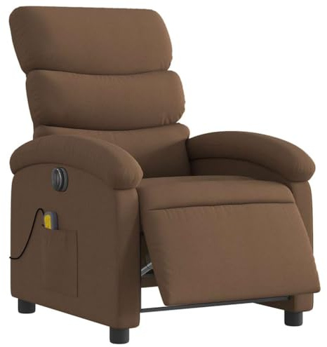 vidaXL Elektrisk massagefåtölj brun tyg, fåtölj, fåtölj med uppresningshjälp, reclinerstol, fåtöljer, fåtöljer med uppresningshjälp, reclinerstolar