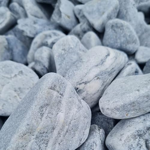 Generisch Dekorative Kieselsteine Natur Grau 5 kg – Zierkies aus Marmorkies für Gartendeko, Blumentopf, Vase & Balkon – Dekosteine für Steingarten & Grab – 4-8 cm