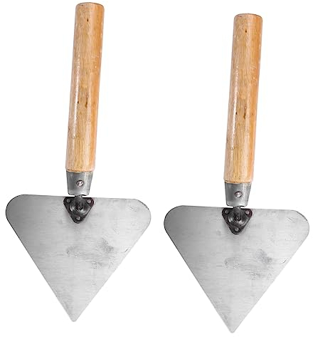 HOMSFOU 2stücke Bauspachtel Maurerkelle Stahlspitzkelle Kelle Holz Griff Maurerarbeiten Wandbau Fugenfüllung Vielseitig Einsetzbar