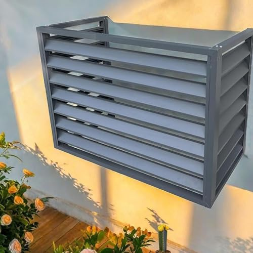 Cache Climatiseur Exterieur Aluminium Pompe A Chaleur Couverture De Protection Antipoussière Écran De Clôture For Climatiseur Support Grille Cache Radiateur(Gray,100 * 50 * 70cm/40 * 20 * 28in)
