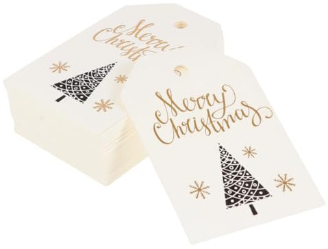 Beavorty 100 Stücke Weihnachten Baum Aufkleber Karte Frohe Weihnachten Tag Party Tasche Zubehör