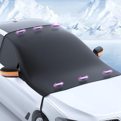 Auto Frontscheibenabdeckung für V-W Tiguan 2007-2023 2024 2025 5N AD1 AD2 AD3 AD4,Auto Frostschutzfolie Winter mit Ohren,Magnet Fixierung Windschutzscheibenabdeckung Auto Zubehör,A-Magnetic