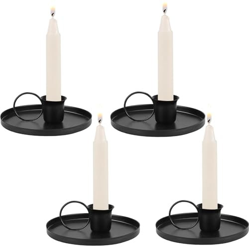 4Pcs Iron Candlestick Holders - Metal Candle Stands, Retro Taper Candle Holder for Halloween, Valentine, Christmas, Wedding Party