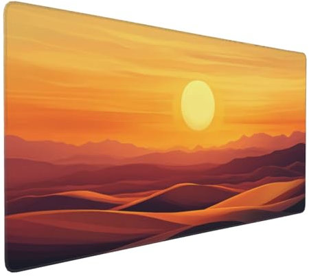 Gaming Mauspad XXL Sonnenuntergang Mousepad 1000x500x4mm Mond Verlängertes Mauspad Schreibtischauflage,Genähte Kanten Mauspad,Verbessert Präzision Geschwindigkeit Wasserdicht Geeignet für Büro,Spiele