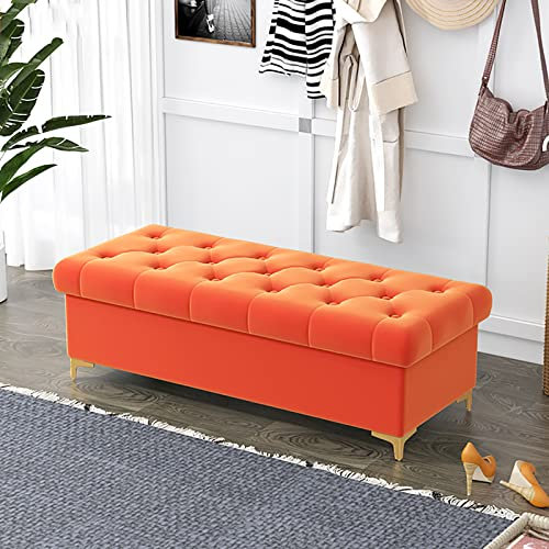 Luxuriöse Ottoman-Bank aus Samt für Schlafzimmer und Wohnzimmer, moderne Bettbank, grauer Samt, gepolstert, 78,7 x 40,6 x 40,6 cm