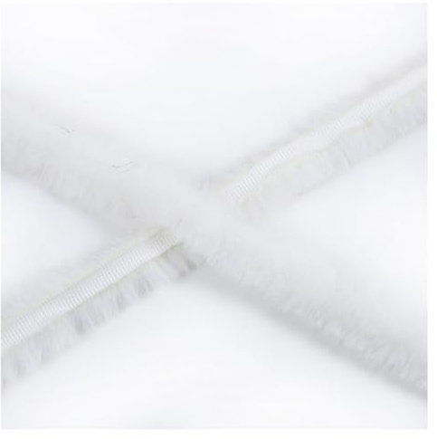 BrightGlow Kunstfell Bordüre Fell zum Basteln DIY Handgemachte Kunstpelzband Weich Plüsch-Kunstfell-Stoff Künstliche Fellborte Dekoband für Kostüme Dekorieren Basteln #7Weiß 200 X 1CM