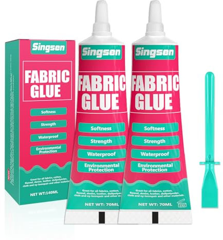 140ml Fabric Glue, Waterproof Bonding Agent Suitable for denim, cotton, flannel, and DIY projects, patchwork, and decorative craft work Fine-tip bottle design