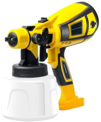 TOPALL Elektrisk färgpistol, färgsprutor, 850 W 32000PRM 1400 ML HVLP färgpistol med 5 munstycken och 3 mönster för trädgårdsskjul, möbler, väggar, staket