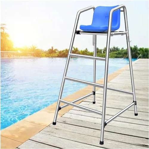 High Stool Swimming Pool Safety Ladder, 1.2m/1.5m/1.8m High Life Guard Chair for Outdoor Poolside Patio Beach, Heavy Duty Stainless Steel Frame with Comfortable Seat, Loads 300kg/660lbs(H 150