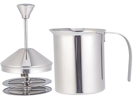 POPETPOP 400cc Montalatte Manuale Acciaio Doppio Filtro Per Latte Scremato e Latte Intero Uso Casalingo e Professionale