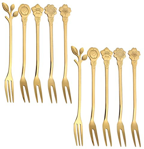 Mobestech 10pcs Household Fruits Forks Delicate Tasting Forks for Cake Reusable Dessert Appetizer Boys and Girls Toddlers Home Supplies