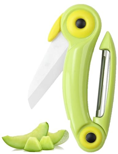Fruit Peeler Multifunctional 2 in 1 Apple Cutter Mini Portable Vegetable Peeler Stainless Steel Paring Knife Easy Peeling Cutter Potato Apple for Kitchen Office Outdoor