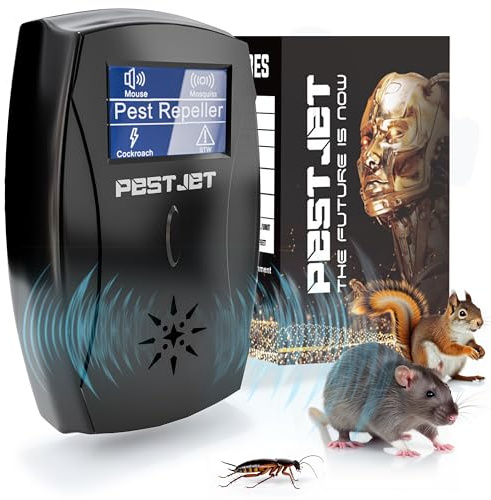 2025 Powerful Ultrasonic Pest Control Plug-in Device with LCD – Electronic Indoor/Outdoor Rodent Deterrent for Mice, Rats, Bats, Squirrels – Sound and Electromagnetic Wave-Based Technology