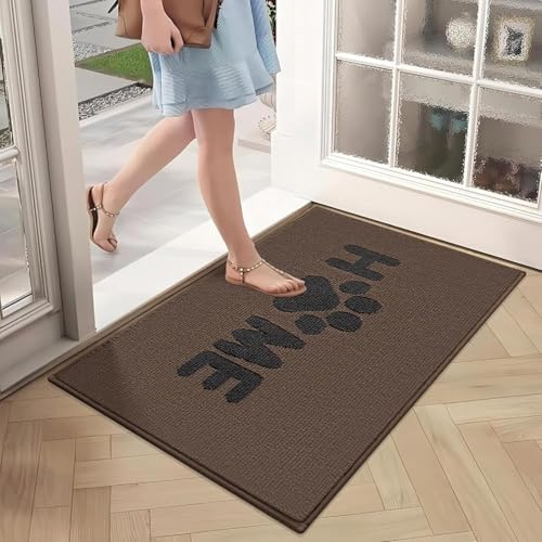 DeluxeMat | Dirt Trapper Indoor Door Mat 50 x 80 cm, Washable Entrance Rug, Absorbent Dog Doormat for Muddy Paws, Inside Mat for front door, Entryway, Pets, Brown