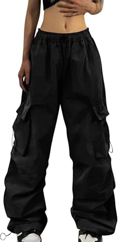 Gyaimxfu Pantaloni Donna Autunno Montagna Pantalone da Cargo Leggeri Casual Comodi Larga Vita Alta con Tasche Baggy Trousers Lavoro Fitness da Jogging Trekking Pants Cavigliere Palestra S-4XL
