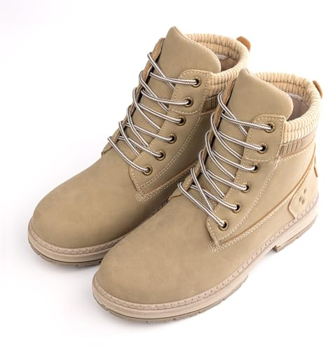 Hitmars Botte Femme Hiver Bottes Neige Chaud Fourrure Legere Chaussures Chunky Bottines de Neige Extérieur Marcher Classiques Lacet 13-Khaki-F EU36