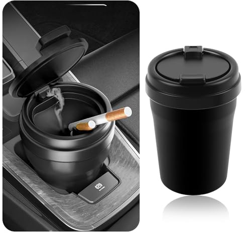 Portable Car Ashtray with Lid,Detachable Self-Extinguishing Car Ashtray for Cup Holder Smell Proof with Cigarette Rest,Multifunctional Ashtrays for Cars as Automotive Garbage Cans (With Lid)
