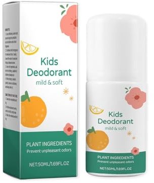Desodorante infantil, Desodorante Natural,Desodorante en rollo para niños y adolescentes, Hipoalergénico y respetuoso con la piel, Fragancia fresca, Protección suave contra el sudor y el olor, Fácil
