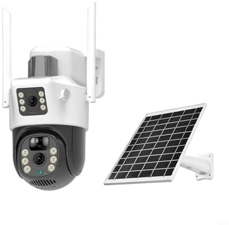 LVYXON Solar Powered 4MP Dual Lens PTZ IP Security Camera with for Night Vision, 4G Wireless CCTV, Outdoor Human Detection, Auto Tracking, Waterproof IP66, White(4G Camera)