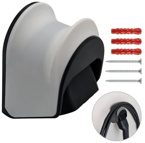 3disto Wandhalterung für Typ 2 Stecker und Ladekabel mit Schwenkmechanismus (Kabelbinder oder Schrauben) | Made in Germany | passend für alle Typ 2 Stecker | in 3 Farben (weiß mit Schrauben/Dübel)