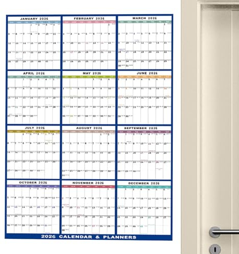 Calendrier Effaçable À Sec Pour Mur,Calendrier Mural 2026 12 Mois,61 X 91 Cm Organisateur D'Emploi Du Temps Annuel | pour Maison Réfrigérateur Bureau École Activités Intérieures Étudiants