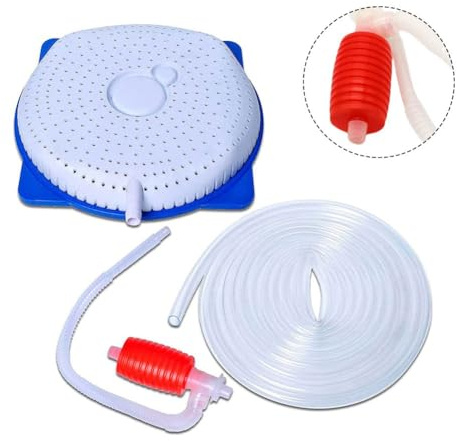 BlissfulAbode Bomba de sifón de extracción manual de agua para cubiertas de piscina, compacta y fácil de usar