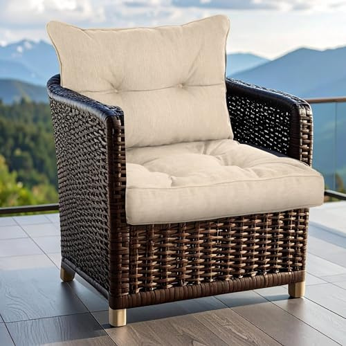 SLIPIO Coussins d'extérieur pour meubles de jardin - Coussins d'assise imperméables 60 x 60 cm et coussins de dossier 60 x 40 cm pour chaises de jardin - Rembourrage haut Füllpro + - Coussin de salon