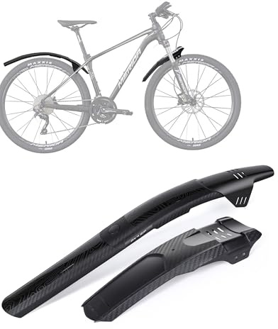 Fahrrad Schutzblech Mountainbike 24-29 Zoll Set [NICHT für V-Brakes] | Bohrungsfreie Kabelbinder-Montage Verstellbarer Spritzschutz (Vorne & Hinten) für MTB und E-Bike Robustes PVC