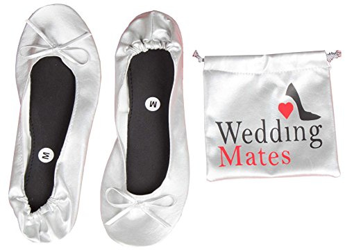 Wedding Mates After Party roll up Shoes (8-9, Silver)