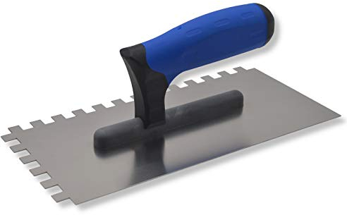 DEWEPRO® Zahnkelle - Zahnspachtel - Glättekelle gezahnt - Zahnung: 10x10mm - Zahnglättekelle - Modell Profi III