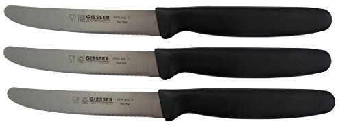 3x Giesser Messer Allzweckmesser 11 cm Klingenlänge mit Wellenschliff - Profimesser