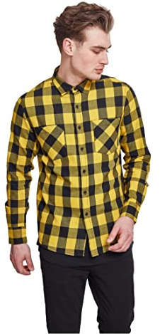 Urban Classics TB297 Checked Regular Fit fritidsskjorta för män, flerfärgad (blk/honey), XX-Large, Blk/honung, XXL