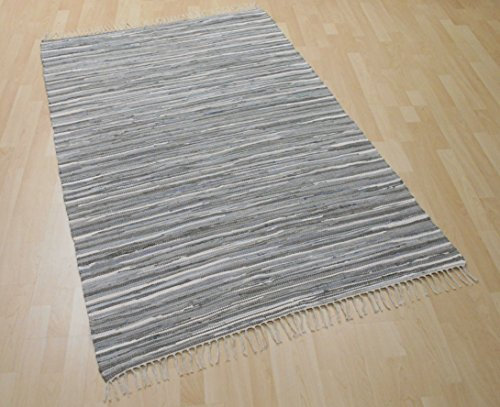 MB Warenhandel24 Handwebteppich Fleckerlteppich gestreift 100% Baumwolle Handweb Teppich Fleckerl Waschbar NEU (ca. 120x180 cm, Taupe gestreift)