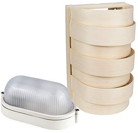 Sauna Beleuchtung Set Lampenschirm Sawo 917-VA aus Espe mit E27 IP54 Saunalampe und 5m Silikonkabel SiHF