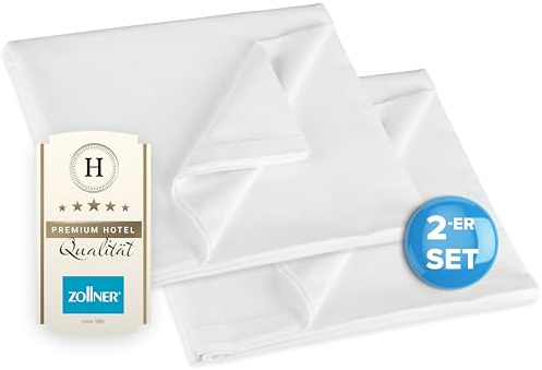 ZOLLNER 2er Set Bettlaken oder Bettdecken für den Sommer - aus Reiner Baumwolle - 150x260 cm in weiß - dichte Renforcé-Qualität - ohne Gummizug - Hotelqualität