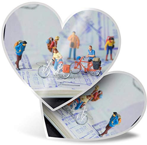 2 x Heart Stickers 7.5 cm - Funny Mini Travellers Joke Passport Fun Decals for Laptops,Tablets,Luggage,Scrap Booking,Fridges, #24323