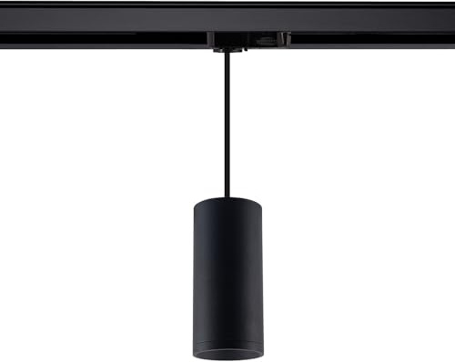 LEDKIA Pendelleuchte Quarz für 3-Phasenstromschiene für GU10 Glühbirne Schw | GU10 Fassung | Elegantes Design | Aluminium, Schwarz
