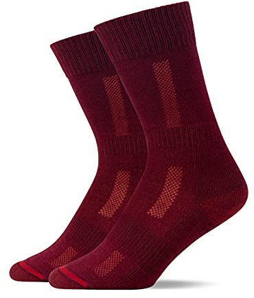 Snocks 1x Chaussette Randonnée Homme 1x Rouge Taille 43-46 Chaussettes de Randonnée Homme Rouge Chaussettes Trekking Homme Anti-Ampoules Respirantes