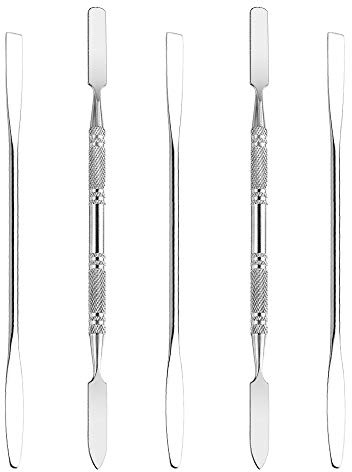 Wismee 5Pcs Makeup Spatula tool metal Set Professional Beauty Stainless Steel Cosmetics Mixer Long Metal Spatula Depotting Mixing Tool