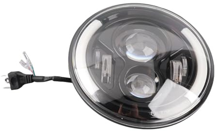 Qiilu Faro LED Rotondo 150W 7 Pollici Halo Light Proiettore Anteriore Impermeabile per Motociclo