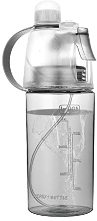 Misting Sports Water Bottle,400ml Leak Proof Spray Water Drinking Bottle with Flip Straw,for Cycling Climbing Fitness Hiking Running Mountaineering,Outdoor Sport Hydration Humidification Cooling Black