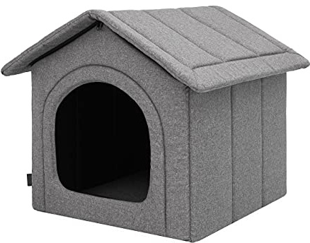 Pillowprim Haustierhütte, Hundeecke, Haustierzwinger, Hundehütte, Ruhebereich, Zwinger, Tierheim, Hundezwinger, R6: 72 x 76 cm, Graphit Ökoleinen