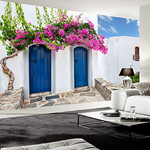 Mediterranen Stil Fototapete 3D Griechenland Gebäude Wandmalerei Restaurant Cafe Schlafzimmer Hintergrund Wandbild wallpaper
